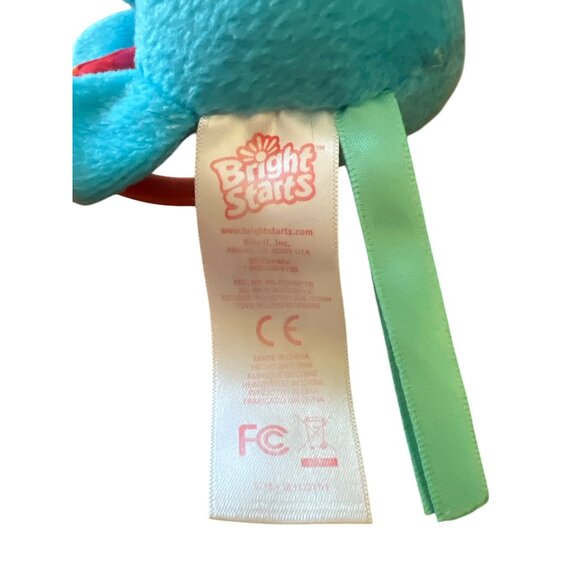 Bright Starts Plush Blue Elephant Baby Toy Orange Teething Ring Ribbon Tail 6" - Picture 4 of 4